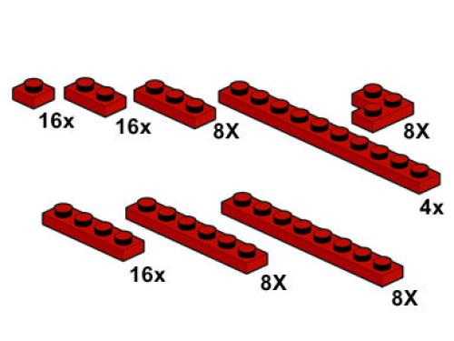 LEGO Bulk Bricks Red Plates 1 x n (10062-1)
