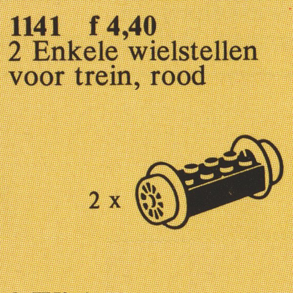 LEGO Train Wheel Bricks with Small Red Train Wheels (1141-1)