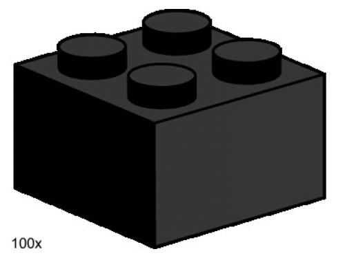 LEGO Bulk Bricks 2 x 2 Black Bricks (3453-1)