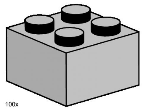 LEGO Bulk Bricks 2 x 2 Light Gray Bricks (3454-1)