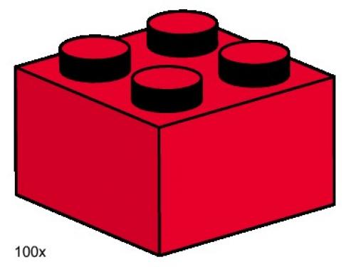 LEGO Bulk Bricks 2 x 2 Red Bricks (3457-1)