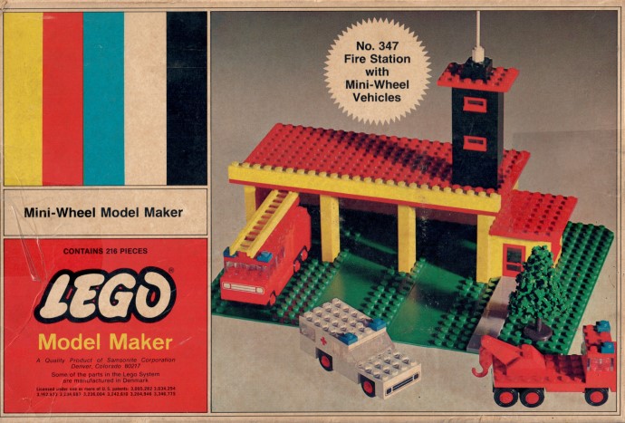 LEGO Samsonite Fire Station with Mini-Wheel Vehicles (347-4)