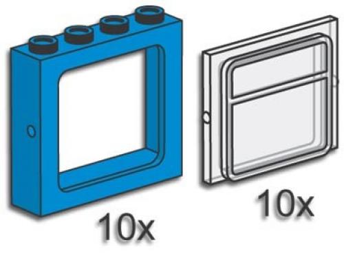 LEGO Bulk Bricks Train Windows with Panes Blue (3734-1)