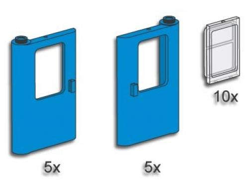 LEGO Bulk Bricks Blue Train Doors with Panes (3736-1)
