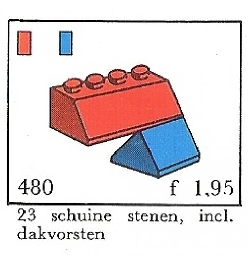 LEGO Supplemental Slopes and Slopes Double 2 x 4, Red (System) (480-6)