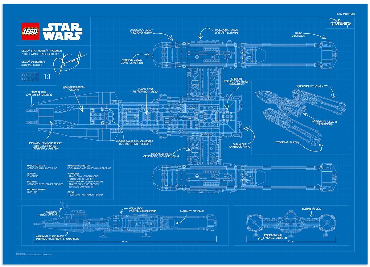 LEGO Posters and Art Prints UCS Y-Wing Blueprint Poster (5005624-1)