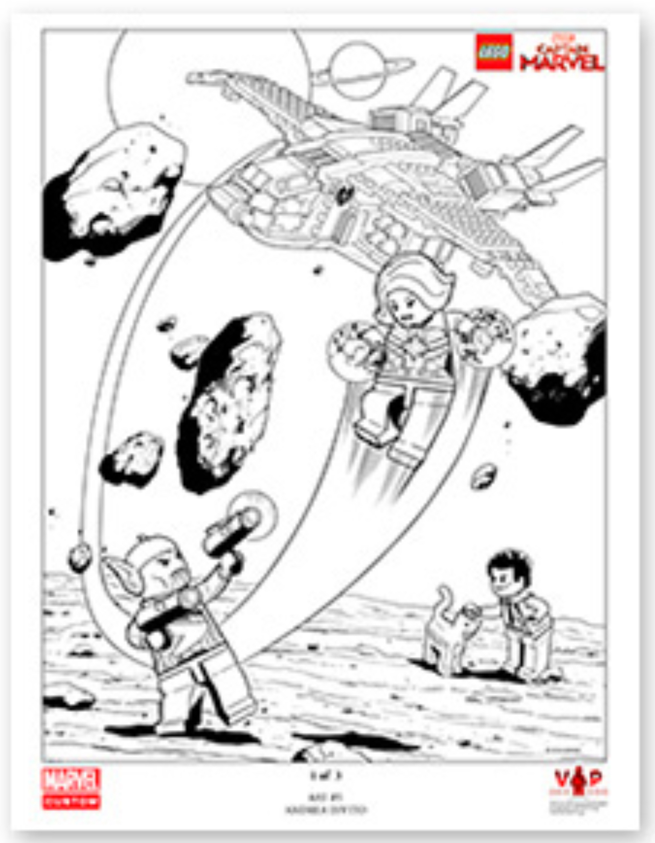 LEGO Posters and Art Prints Captain Marvel Black & White Art Print (5005876-1)