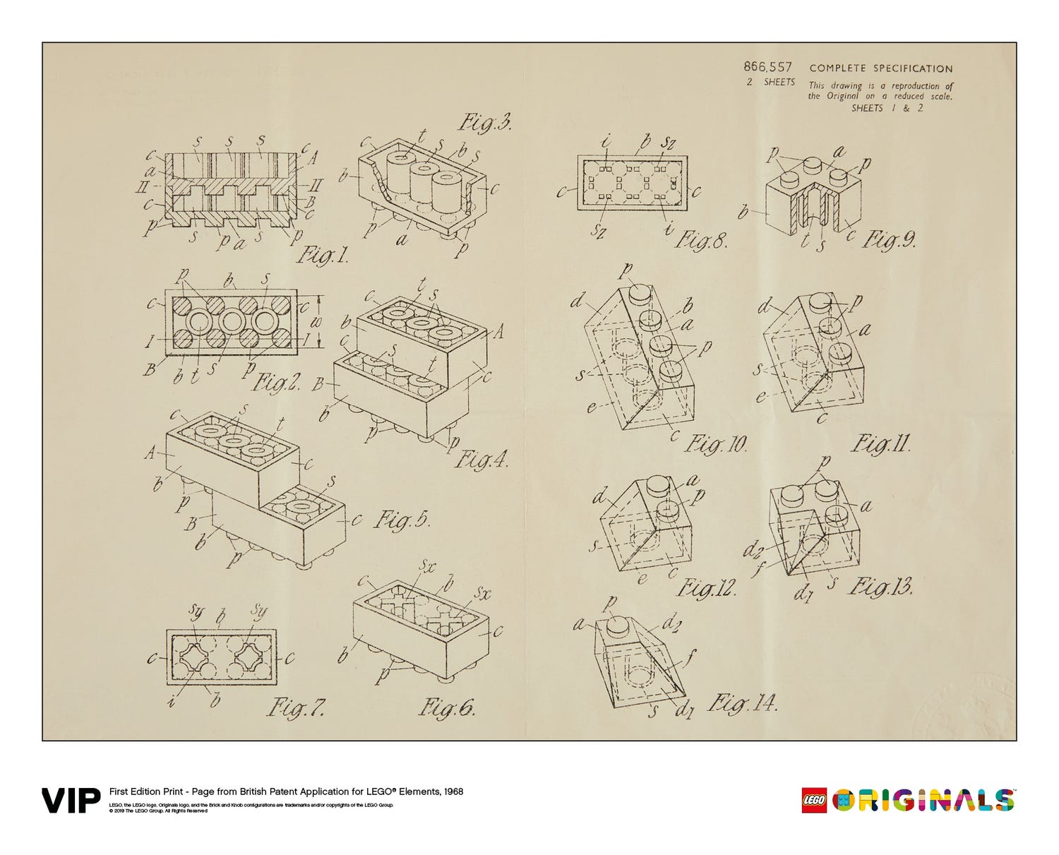LEGO LEGO Originals 1st Edition Print British Patent, 1968 (5006004-1)