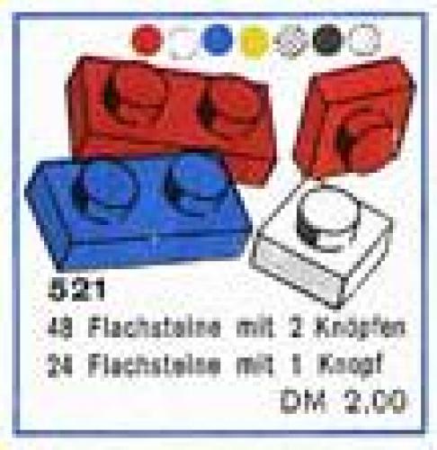 LEGO Supplemental 1 x 1 and 1 x 2 Plates (cardboard box version) (521-1)