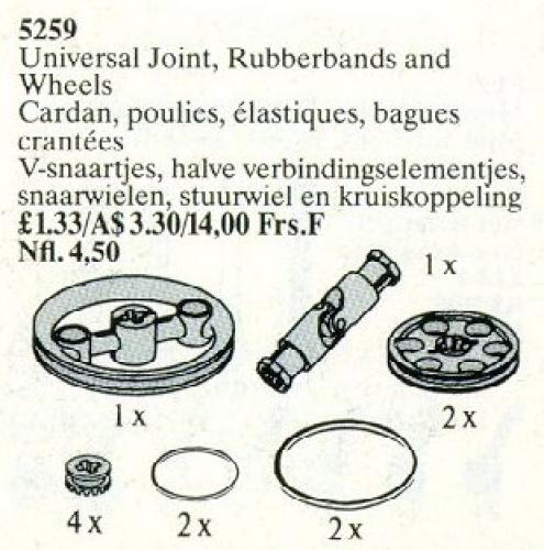 LEGO Technic Universal Joint, Rubber Bands, and Wheels (5259-1)