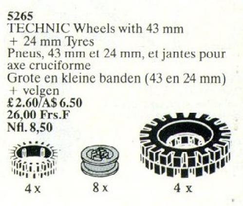 LEGO Technic Large Tires and Wheels / TECHNIC Wheels with 43 mm + 24 mm Tyres (5265-1)