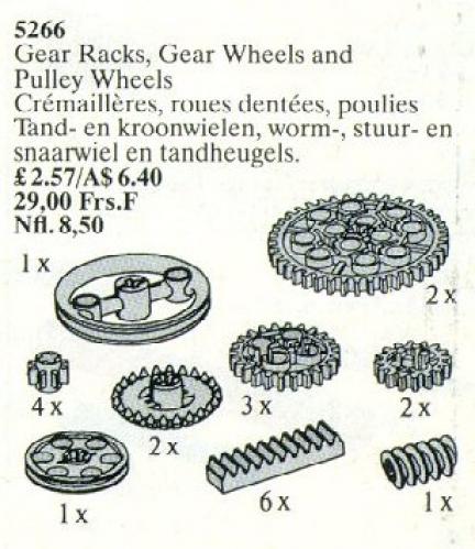 LEGO Technic Gear Wheel Assortment / Gear Racks, Gear Wheels and Pulley Wheels (5266-1)