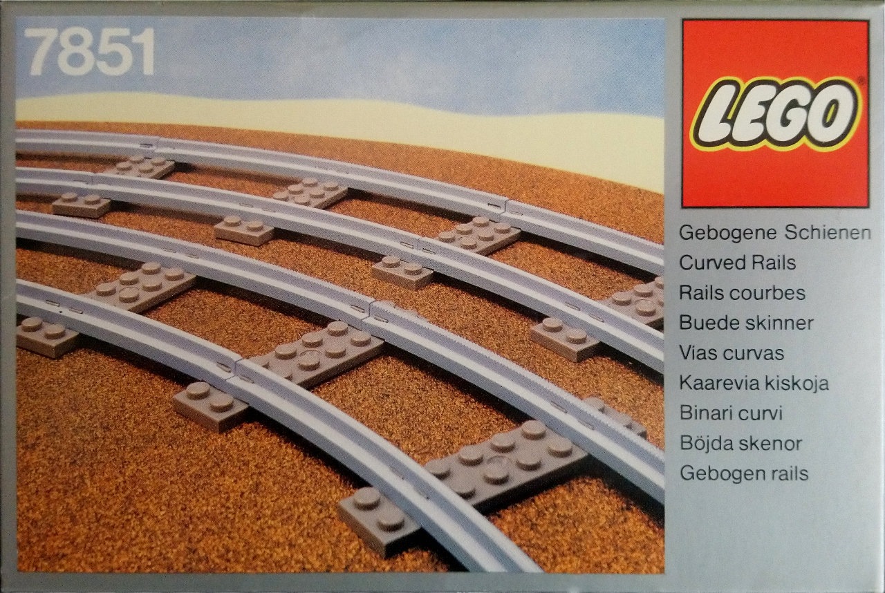LEGO 4.5V 8 Curved Rails Gray 4.5v (7851-1)